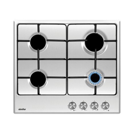 Simfer | H6.400.VGRIM | Hob | Gas | Number of burners/cooking zones 4 | Rotary knobs | Stainless Steel